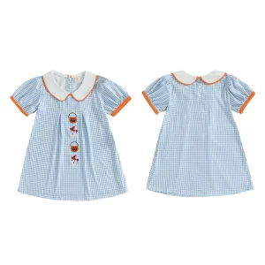 Girls Halloween Costume Pumpkin Ghost Embroidered Doll Collar Short Sleeve