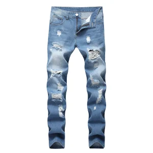 Men's Denim Jeans Ripped Straight Fit long pants 403