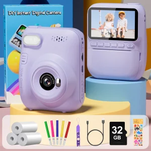 Kids Instant Print Camera 3.0" Mini Digital Camera 1080P Portable Video Recorder