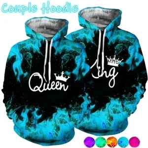 Trendy Matching Couple His And Her Hooded Pullover Sweatshirt Causal Oversized Hoodies For Men